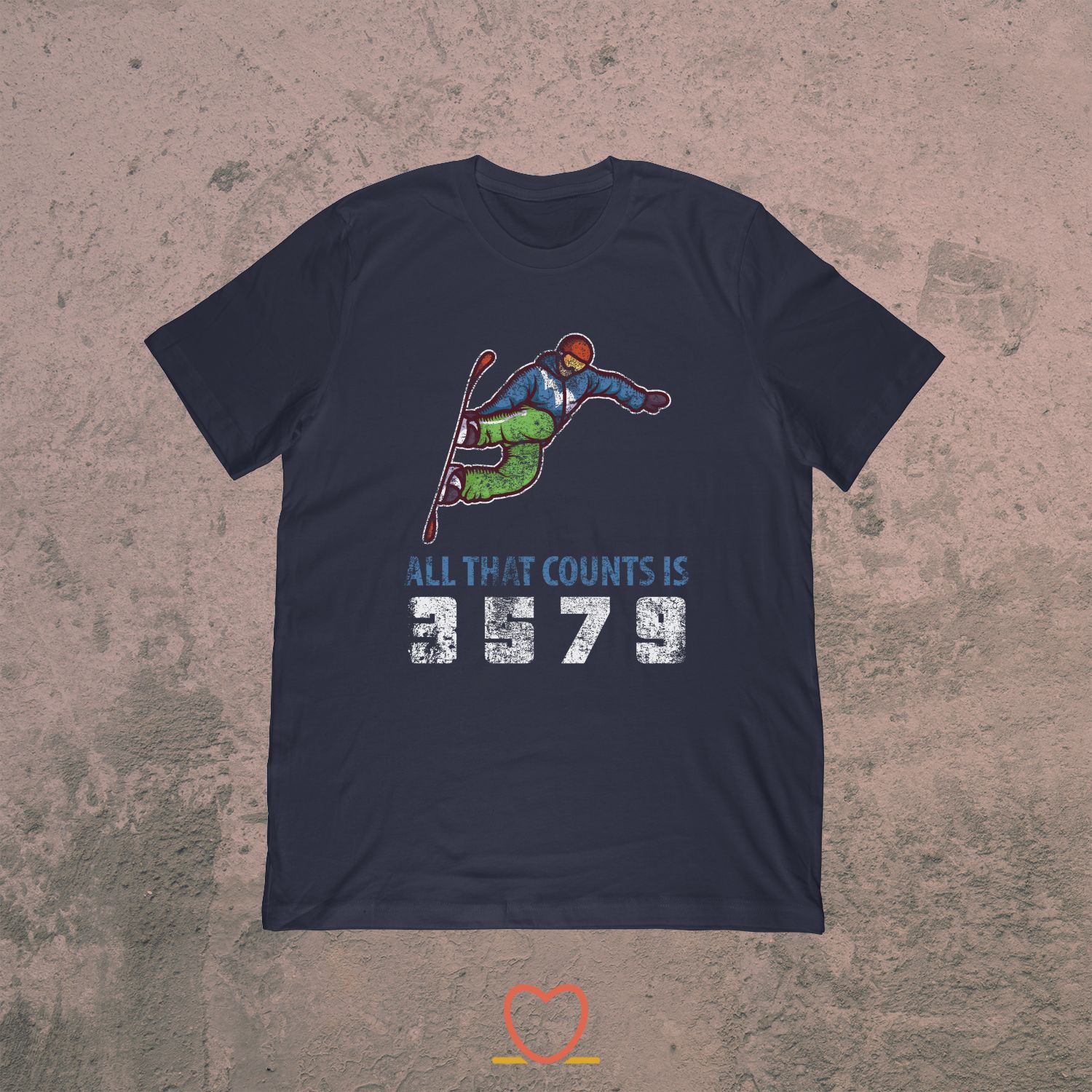 All That Counts Is 3 5 7 9 – Retro Snowboard Tee
